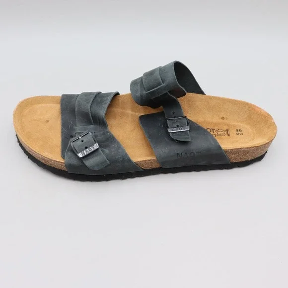 Naot Men's Santa Cruz Sandals Size EU 46 US 13 Gray Nubuck Leather Cork Soles
